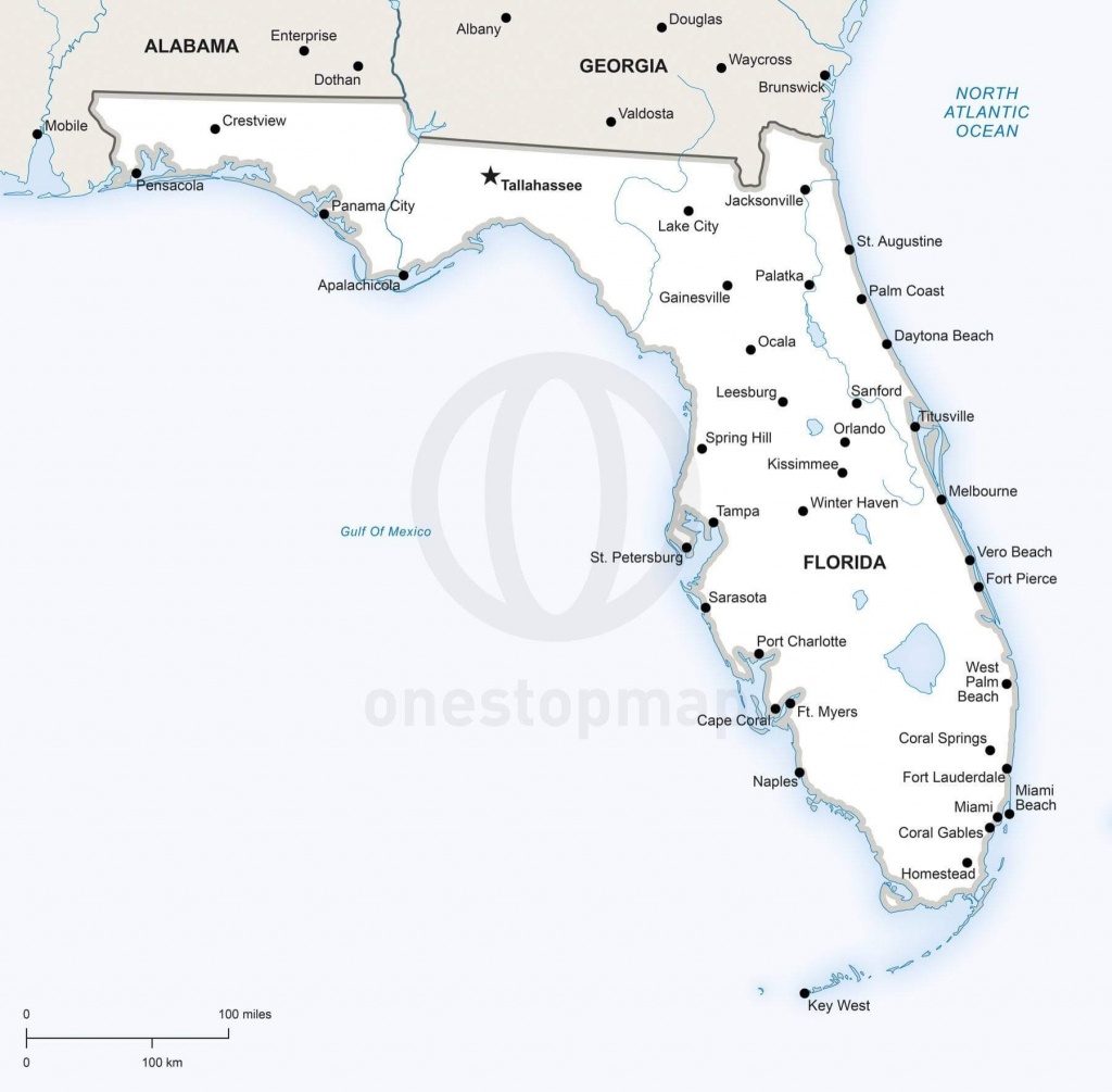 Vector Map Of Florida Political | One Stop Map - Coral Beach Florida Map
