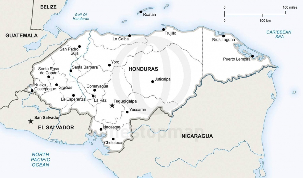Vector Map Of Honduras Political | One Stop Map - Printable Map Of Honduras