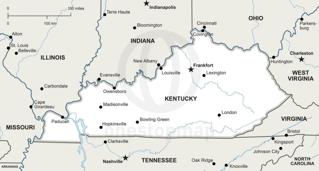 Vector Map Of Kentucky Political | One Stop Map - Printable Map Of Kentucky