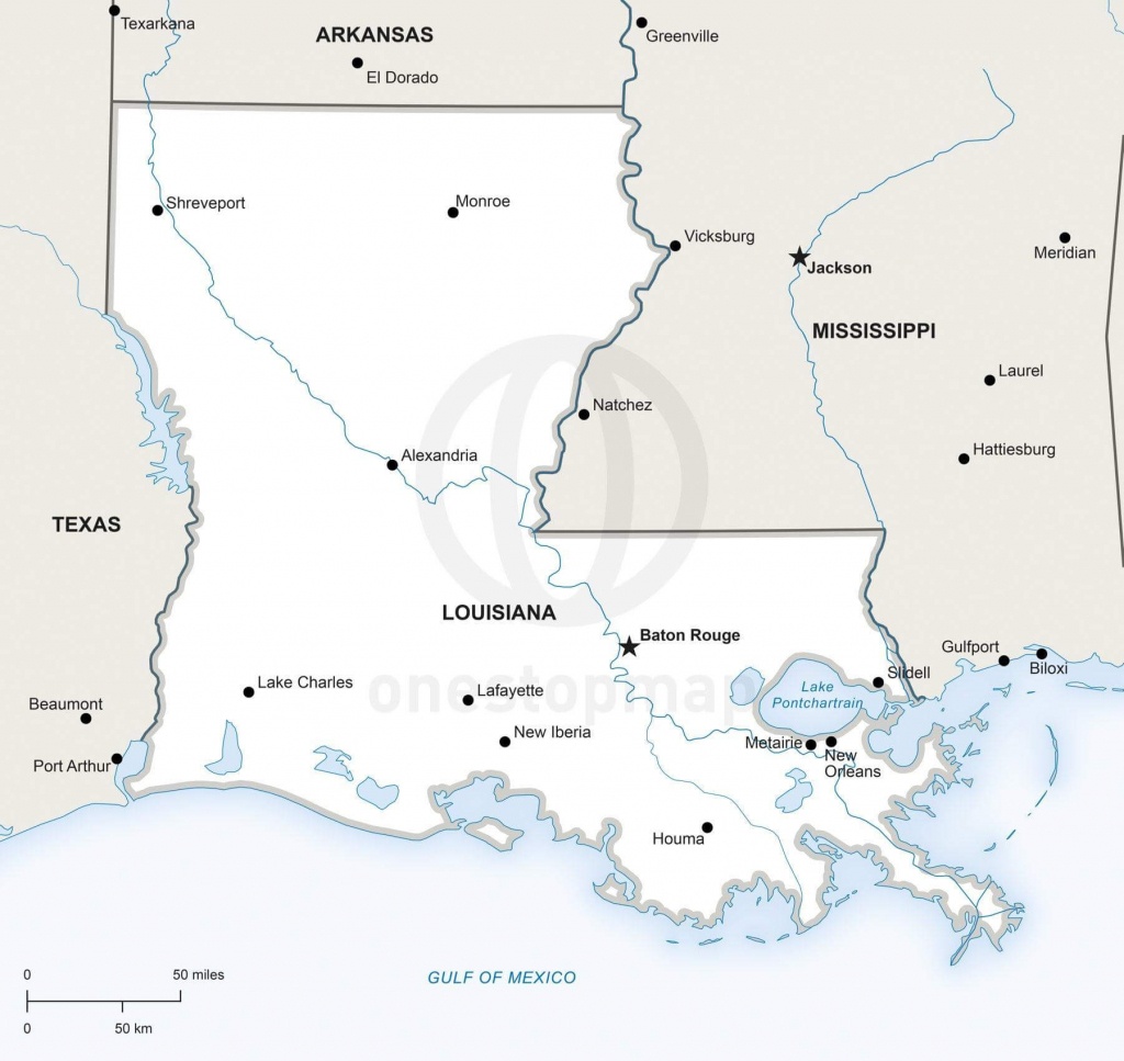 Vector Map Of Louisiana Political | One Stop Map - Printable Map Of Louisiana