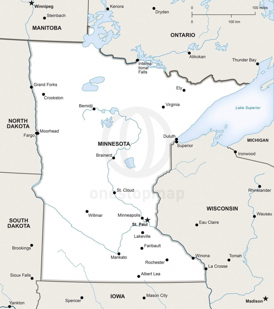 Vector Map Of Minnesota Political | One Stop Map - Printable Map Of Minnesota