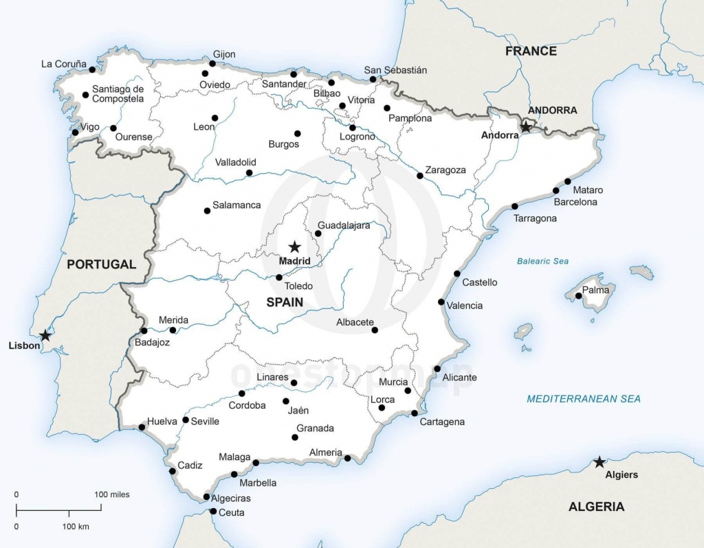 Vector Map Of Spain Political | One Stop Map - Printable Map Of Spain With Cities