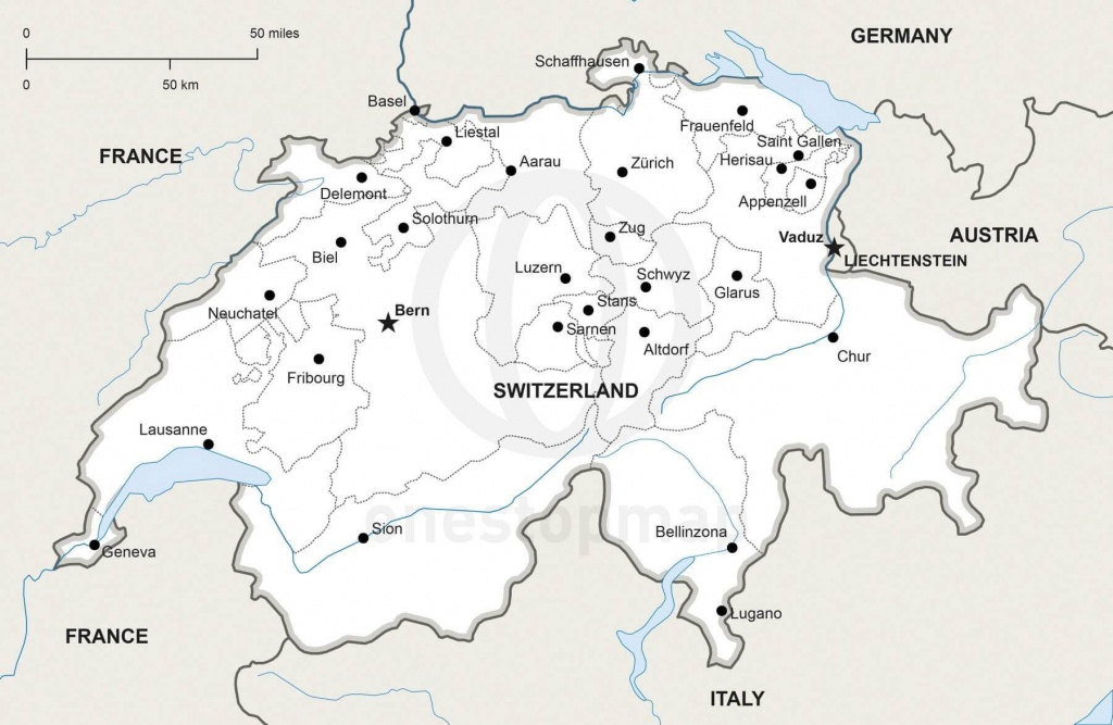 Vector Map Of Switzerland Political | One Stop Map - Printable Map Of Switzerland