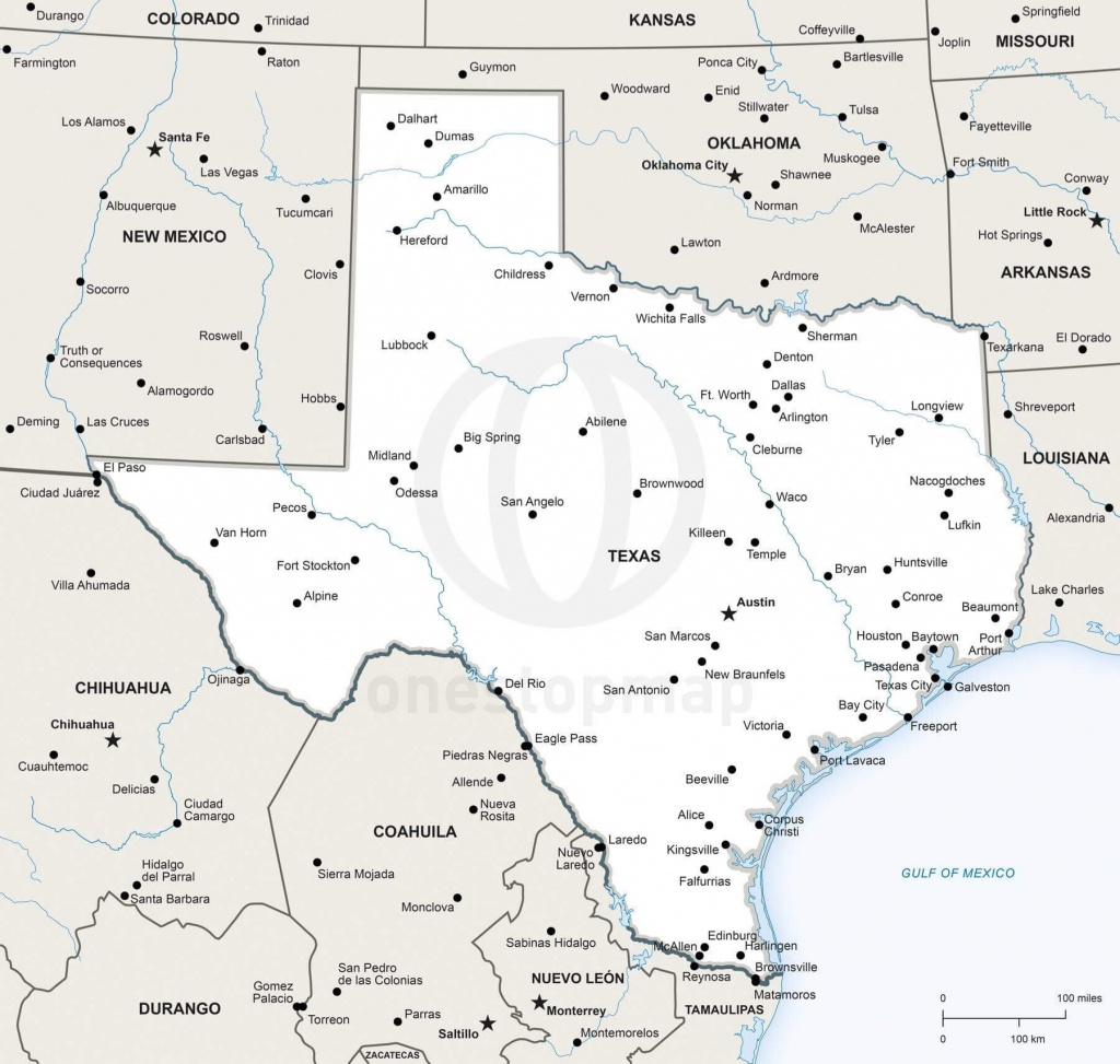 Vector Map Of Texas Political | One Stop Map - Alice Texas Map