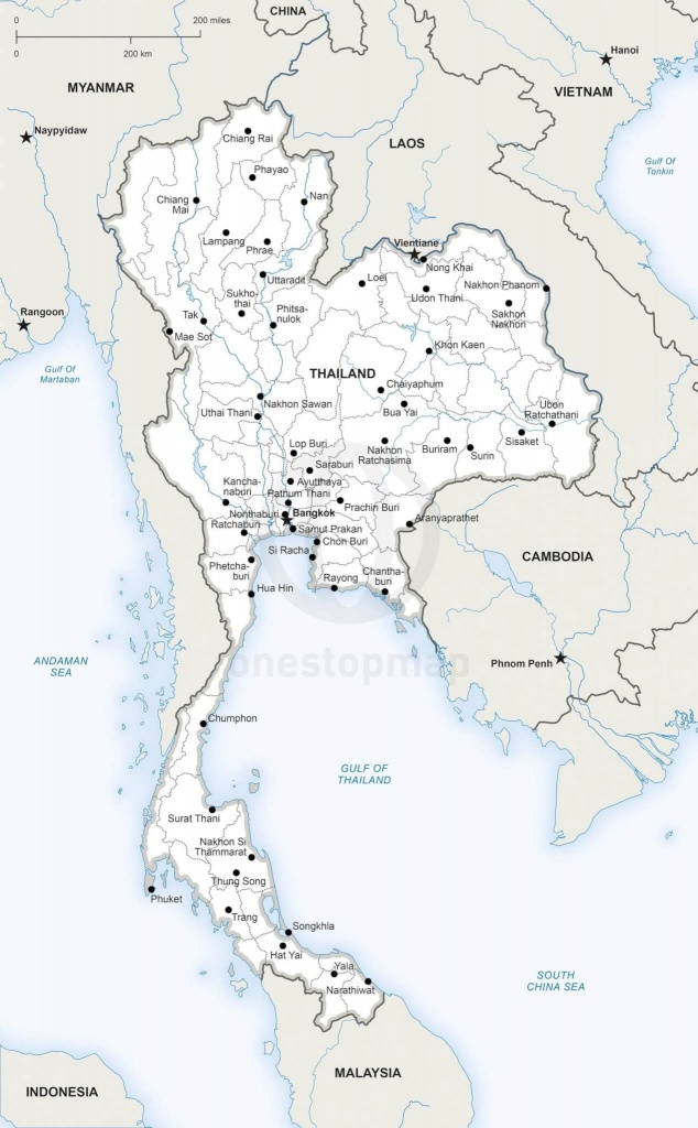 Vector Map Of Thailand Political | One Stop Map - Printable Map Of Thailand