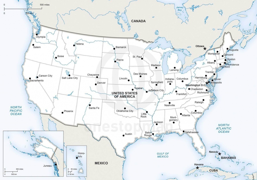 Vector Map Of United States Of America | One Stop Map - Printable Map Of Usa With States And Cities