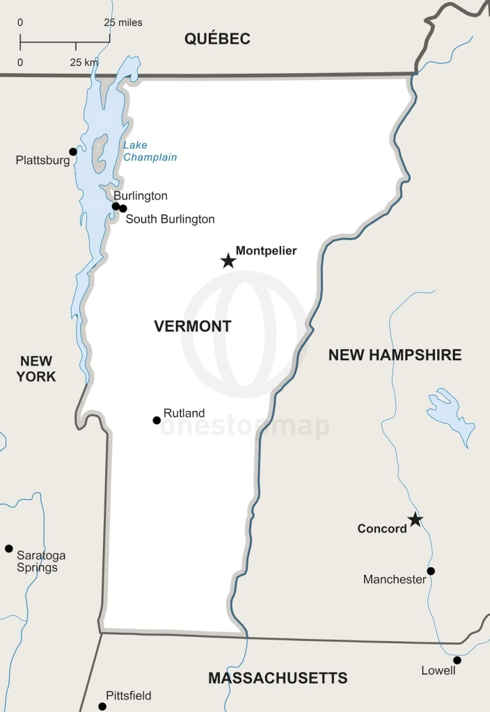 Vector Map Of Vermont Political | One Stop Map - Printable Map Of Vermont