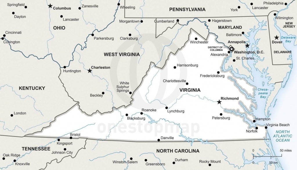 Vector Map Of Virginia Political | One Stop Map - Printable Map Of Virginia