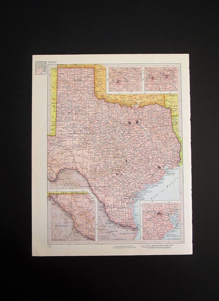 Vintage 1960 Texas Map / Map Wall Art / Office Decor / Texas | Etsy - Texas Map Wall Art