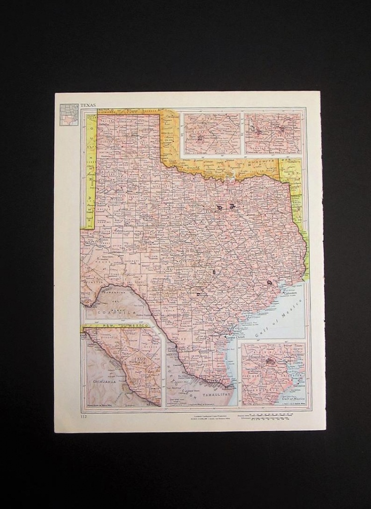 Vintage 1960 Texas Map / Map Wall Art / Office Decor / Texas | Etsy - Texas Map Wall Decor