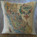 Vintage California Map Pillow Travel Geography Ca | Etsy   California Map Pillow