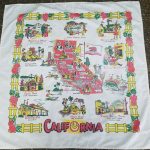 Vintage California State Map Souvenir Tablecloth,late 50's To 60's   Vintage California Map Tablecloth