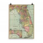 Vintage Florida Map 1909 Fl Colorful Counties Atlas Poster | Etsy   Vintage Florida Map Poster