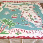 Vintage Florida Map Tablecloth | Mapping Our Worlds | Red Turquoise   Vintage Florida Map Tablecloth