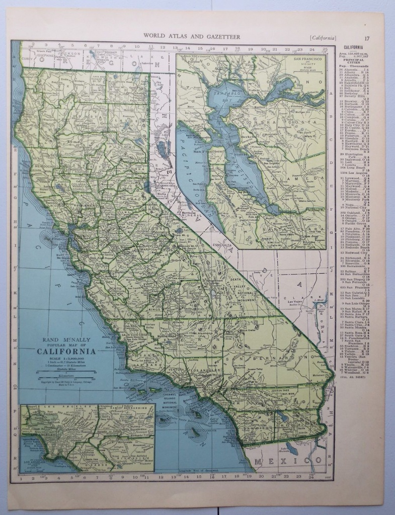 Vintage Map Of California - Map Of Colorado - Wall Decor - California Map Book