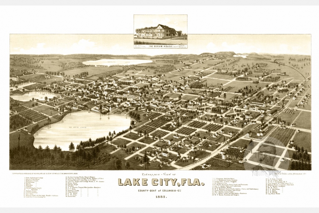 Vintage Map Of Lake City, Florida 1885 - Ted&amp;#039;s Vintage Art - Map Of Lake City Florida And Surrounding Area