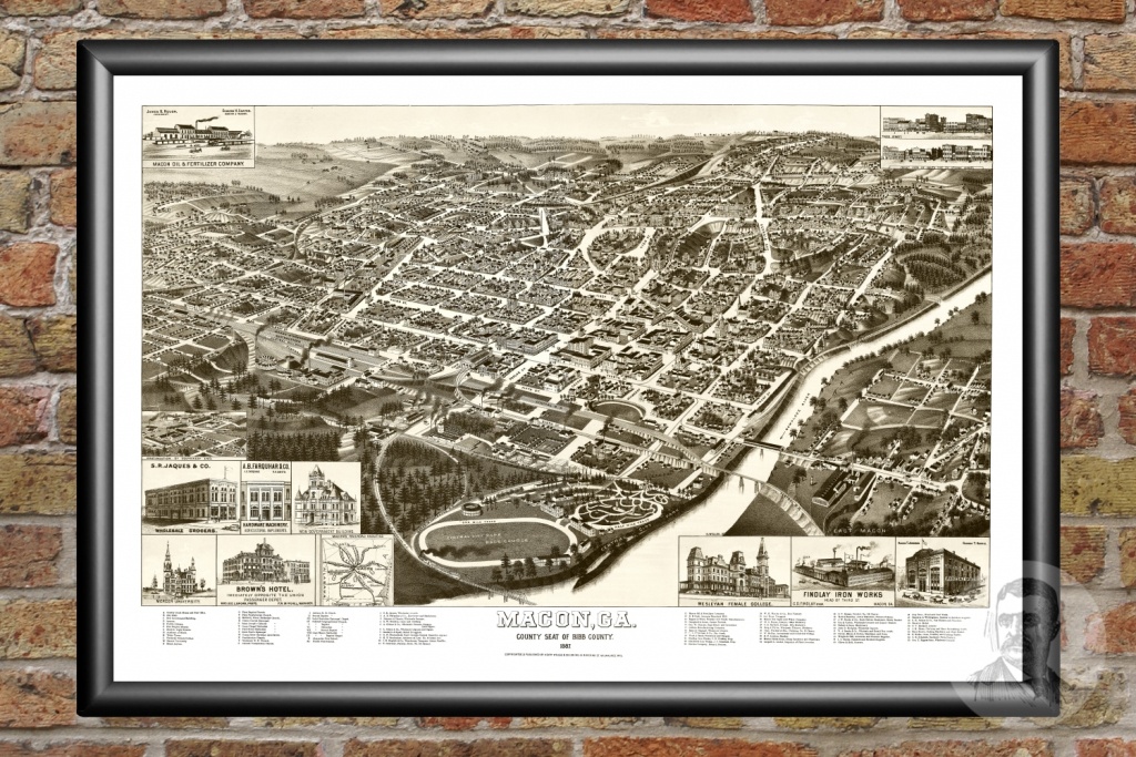 Vintage Map Of Macon, Georgia 1887 - Ted&amp;#039;s Vintage Art - Printable Map Of Macon Ga