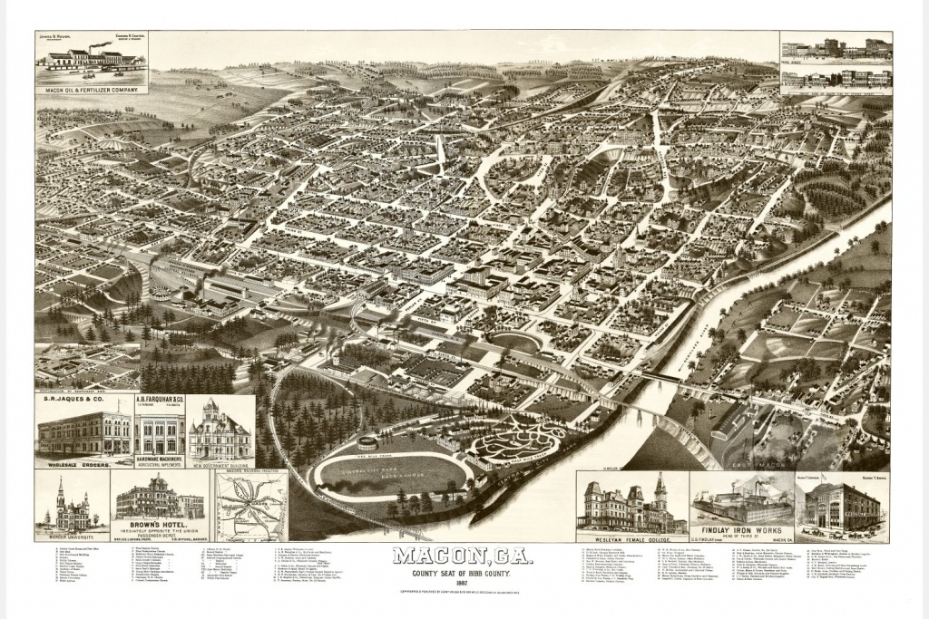 Vintage Map Of Macon, Georgia 1887 - Ted&amp;#039;s Vintage Art - Printable Map Of Macon Ga