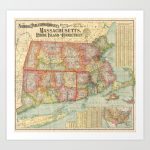 Vintage Map Of New England States (1900) Art Print   Printable Map Of New England States