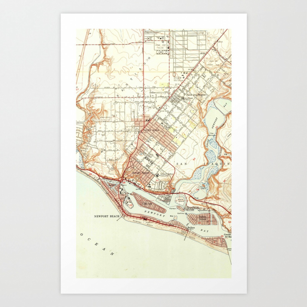 Vintage Map Of Newport Beach California (1951) Art Print - Newport California Map