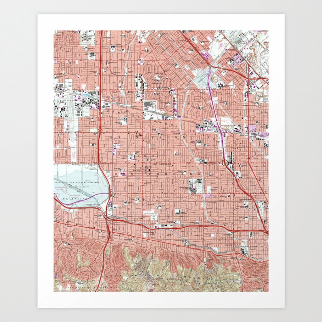 Vintage Map Of Van Nuys California (1966) Art Printbravuramedia - Van Nuys California Map