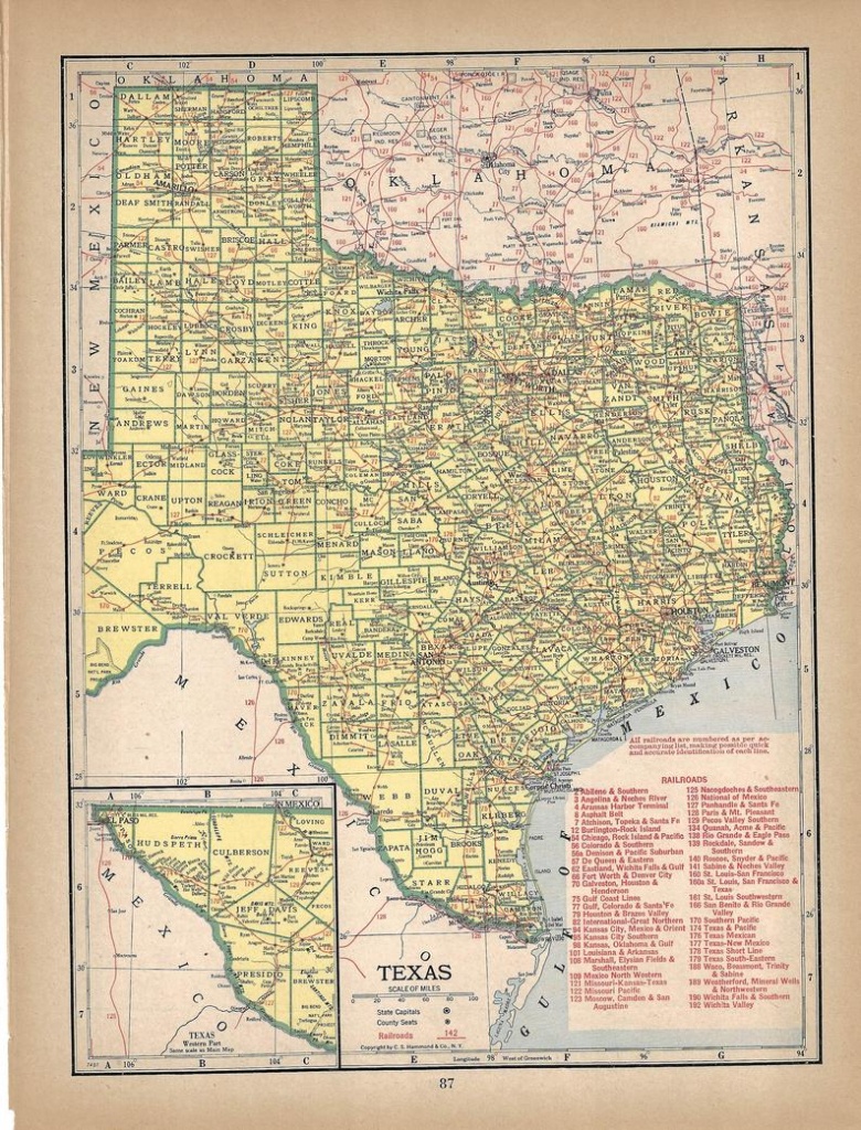 Vintage Texas Map 1944 Wall Art Sepia Map | Etsy - Vintage Texas Map