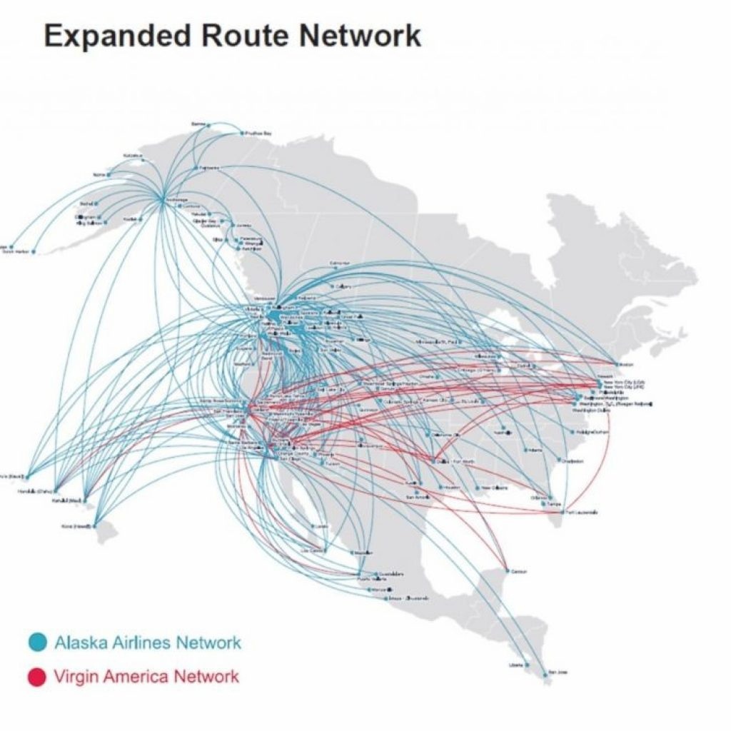Virgin America Route Map Ht Alaska Airlines Merger Jc X Inspirational - Alaska Airlines Printable Route Map