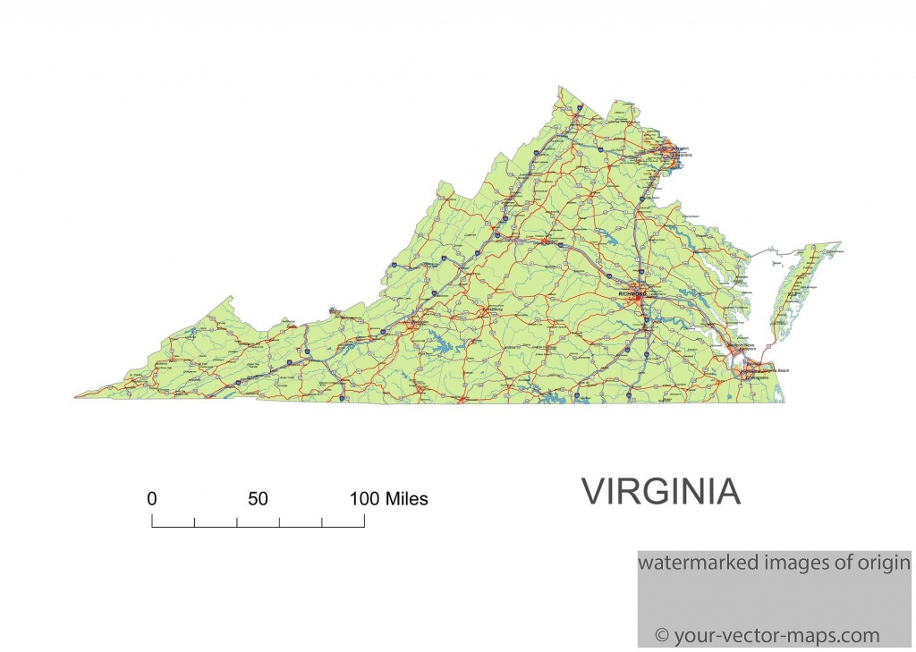 Virginia State Route Network Map. Virginia Highways Map. Cities Of - Virginia State Map Printable