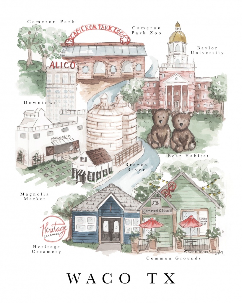 Waco Map Print (New) | Journaling Away | Waco Texas, Magnolia Journal - Magnolia Texas Map