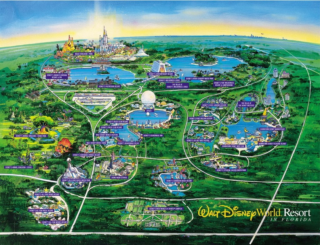 Walt Disney World Map Orlando Florida 7 - World Wide Maps - Map Of Florida Showing Disney World