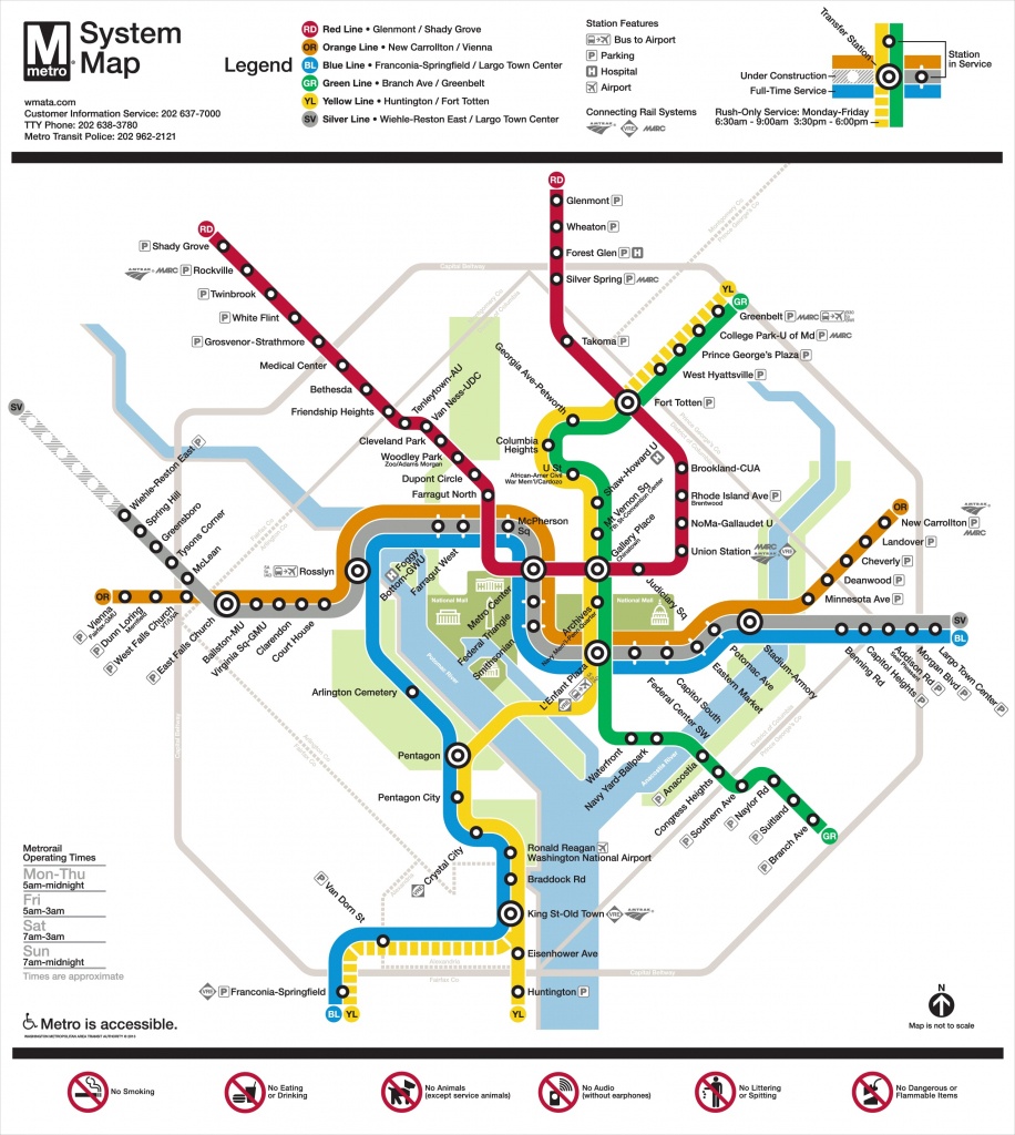 Washington, D.c. Metro Map - Printable Dc Metro Map