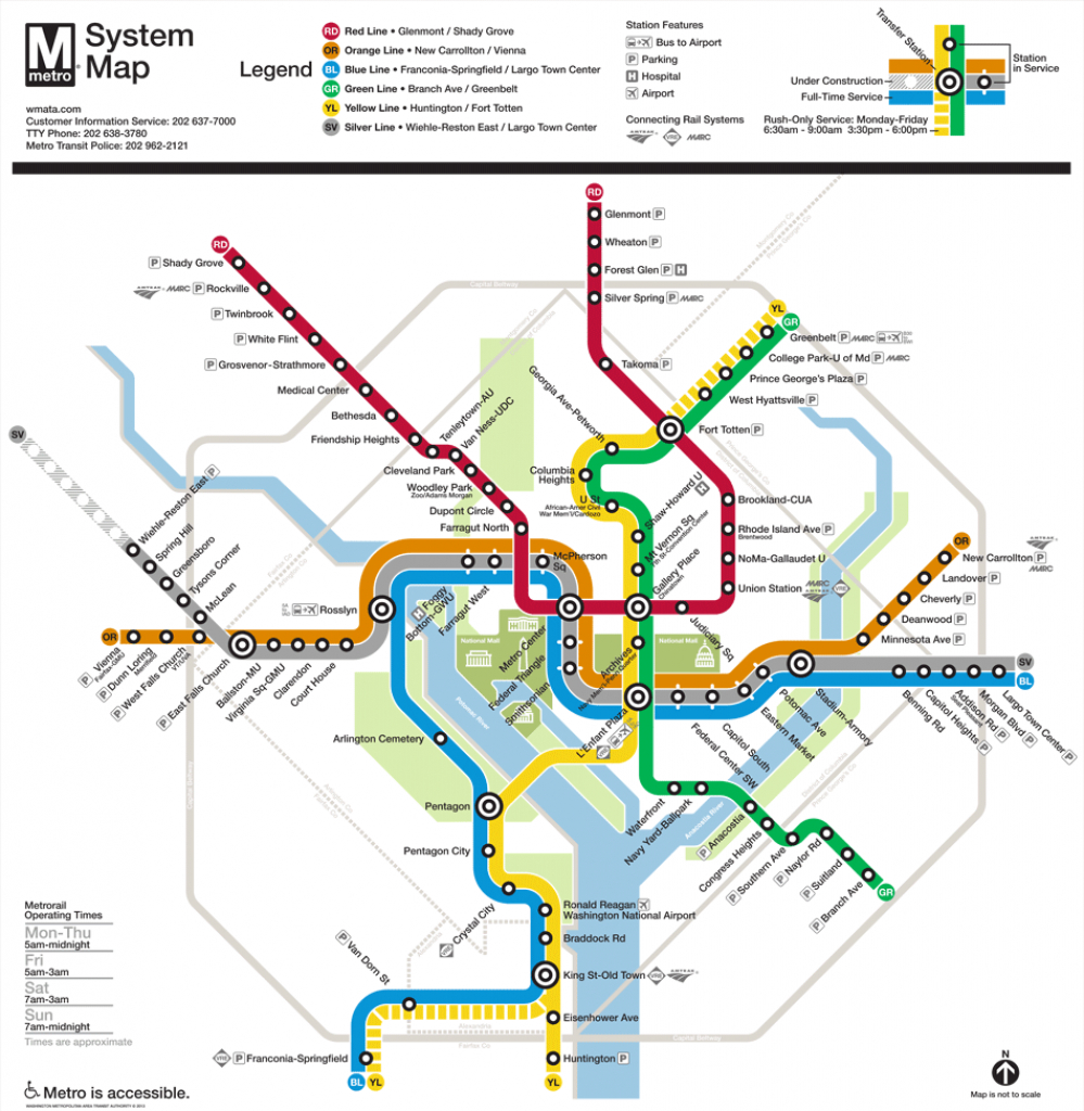 Washington, D.c. Subway Map | Rand - Printable Subway Map