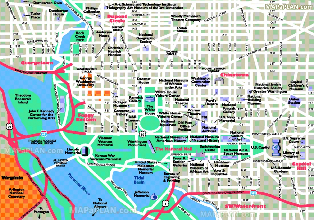 Washington Dc Maps - Top Tourist Attractions - Free, Printable City - Map Of Downtown Washington Dc Printable