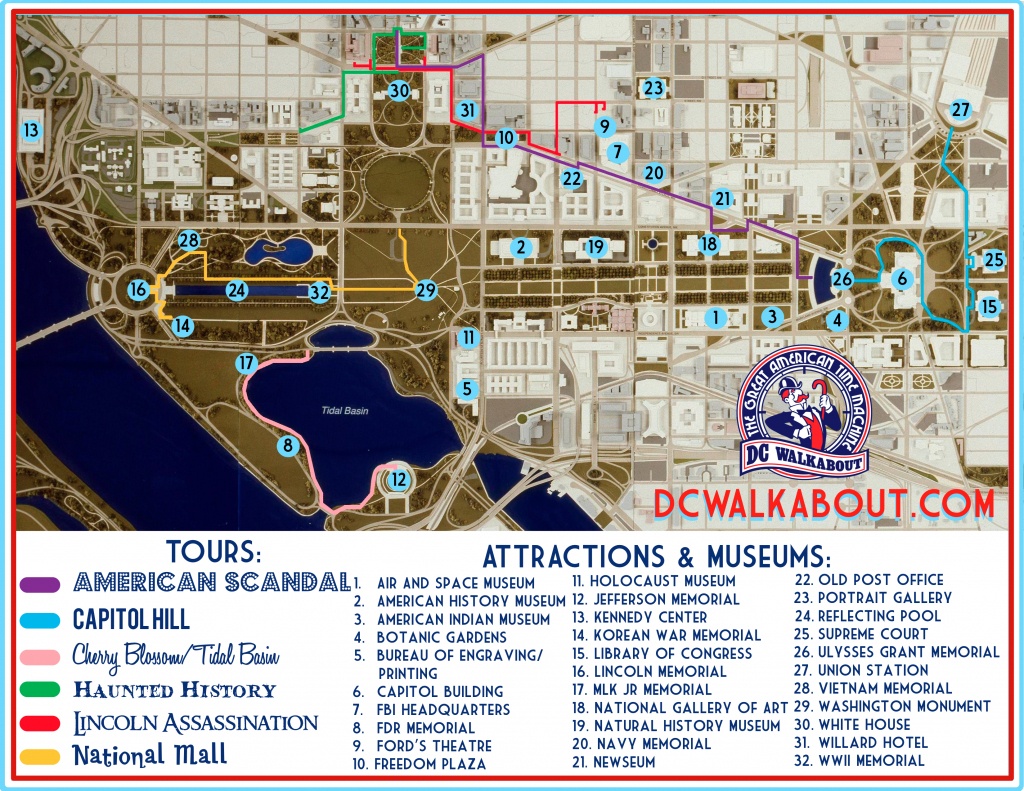 Washington Dc Tourist Map | Tours &amp;amp; Attractions | Dc Walkabout - Printable Map Of Dc