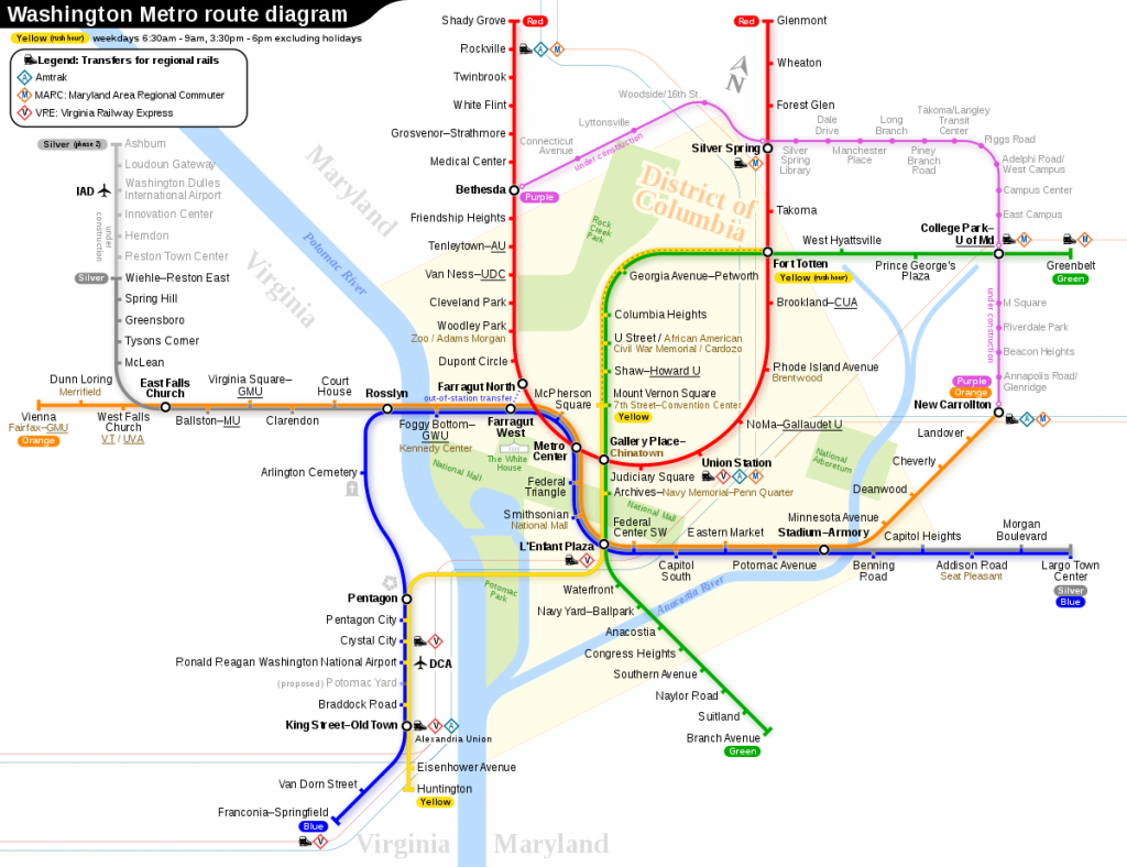 Washington Metro - Wikipedia - Printable Dc Metro Map
