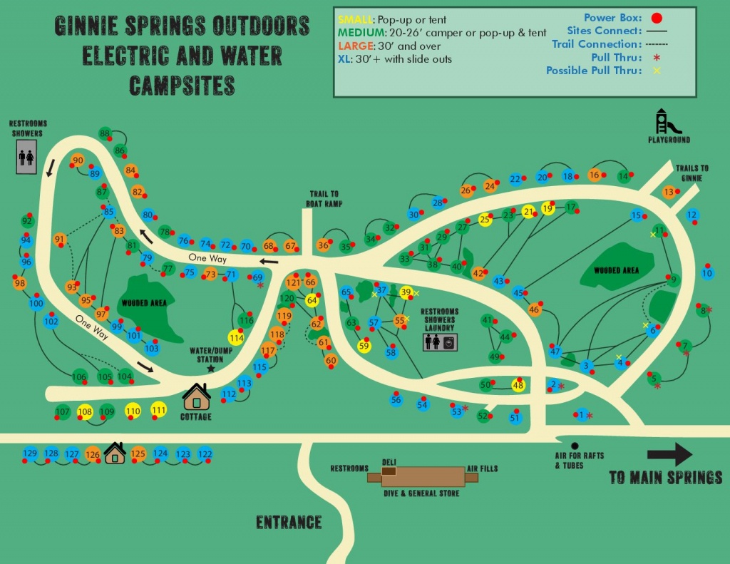 Water &amp;amp; Electric Sites | Ginnie Springs Outdoors | High Springs, Fl - Florida Hot Springs Map