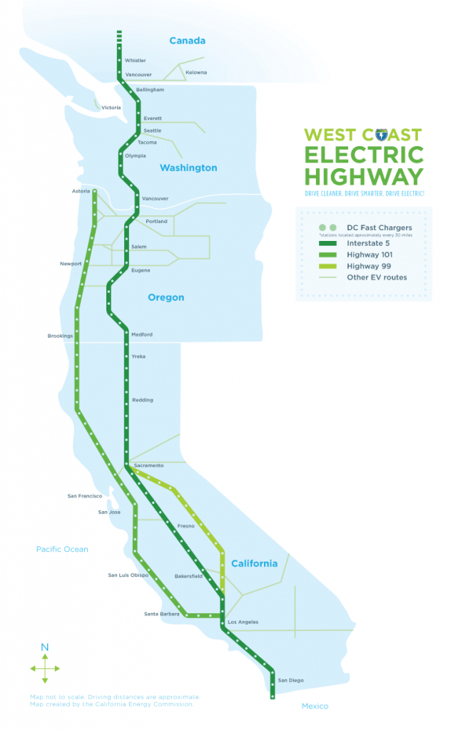 West Coast Green Highway: West Coast Electric Highway - Dc Fast Charging Stations California Map