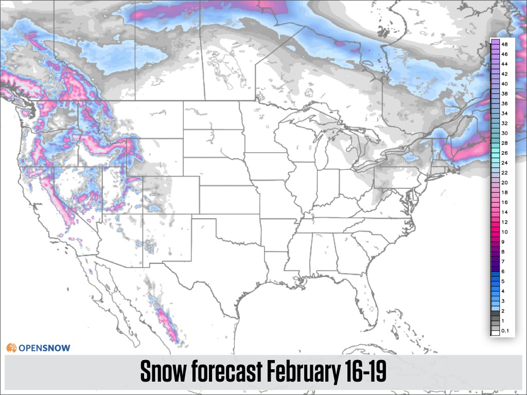 West Gets Back Into The Action This Week | Us And Canada Daily Snow - Snow Level Map California