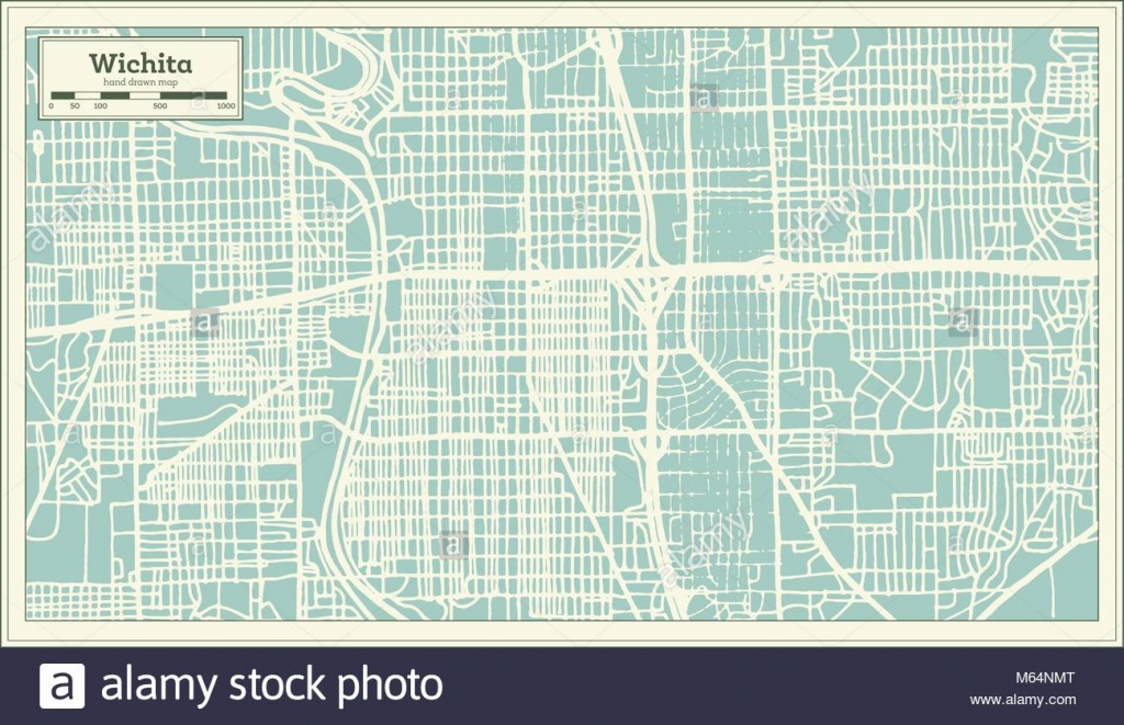 Wichita Kansas Usa City Map In Retro Style. Outline Map. Vector - Printable Street Map Of Wichita Ks