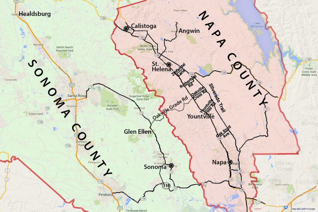 Wine Country Map: Sonoma And Napa Valley - Map Of Sonoma California Area