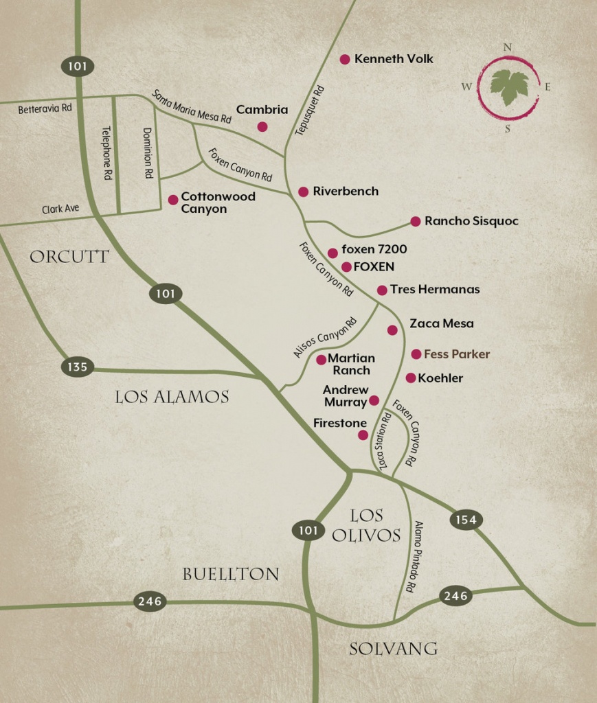 Wine Trail Map — Foxen Canyon Wine Trail - California Wine Trail Map