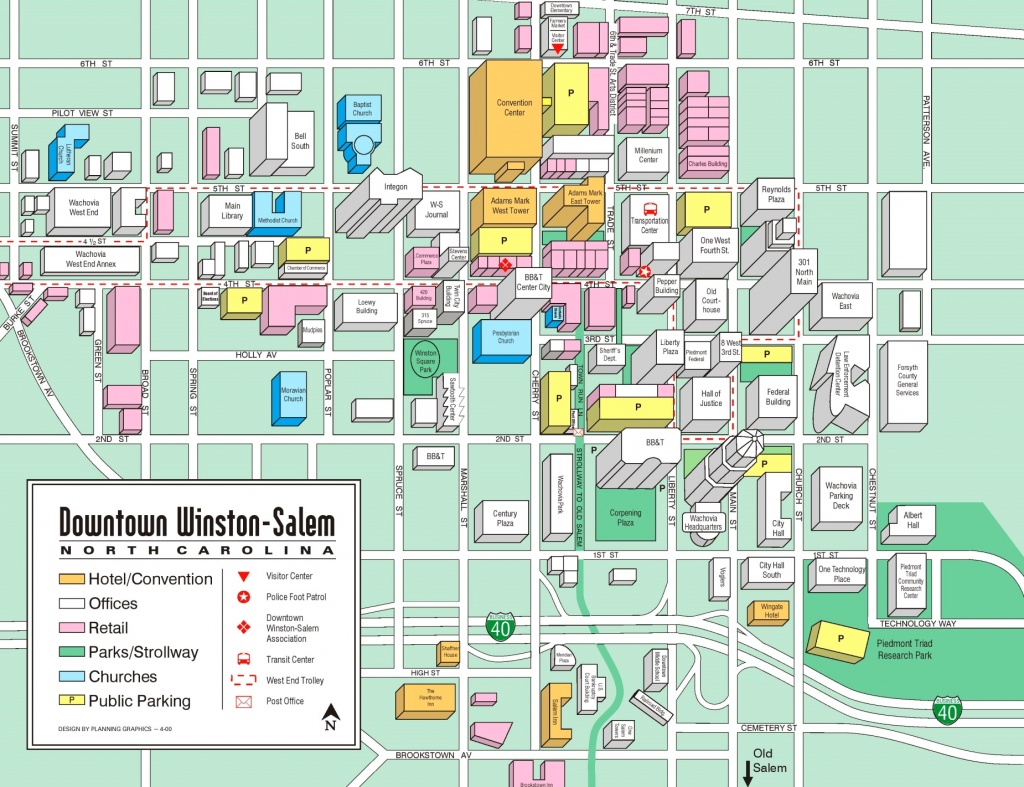 Winston-Salem Downtown Tourist Map - Winston California Map