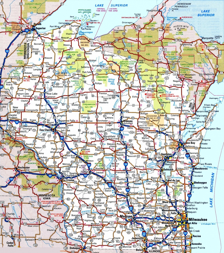 Wisconsin Road Map - Printable State Road Maps