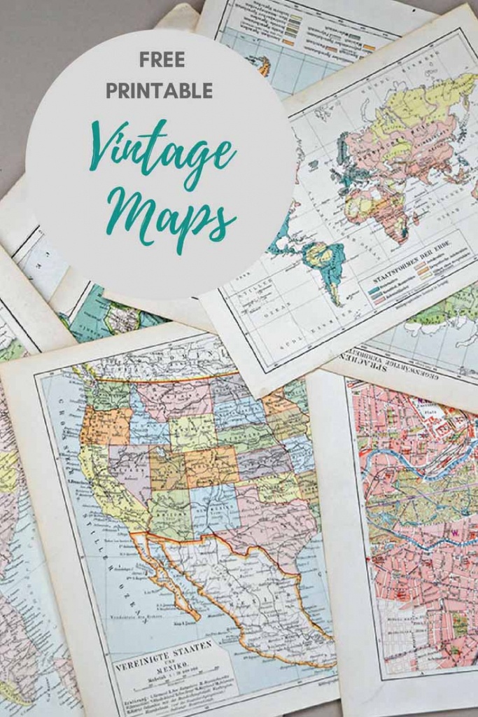 Wonderful Free Printable Vintage Maps To Download - Pillar Box Blue - Printable Map With Pins