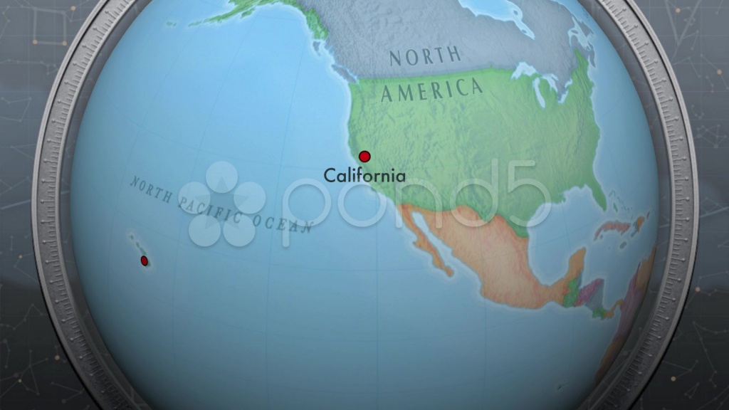 World Globe Map California To Hawaii Hd Video Animated 3-D High - Hawaii California Map