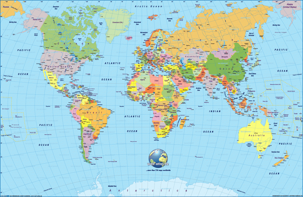 World Map - Free Large Images | Places To Visit | World Map - World Map With Cities Printable
