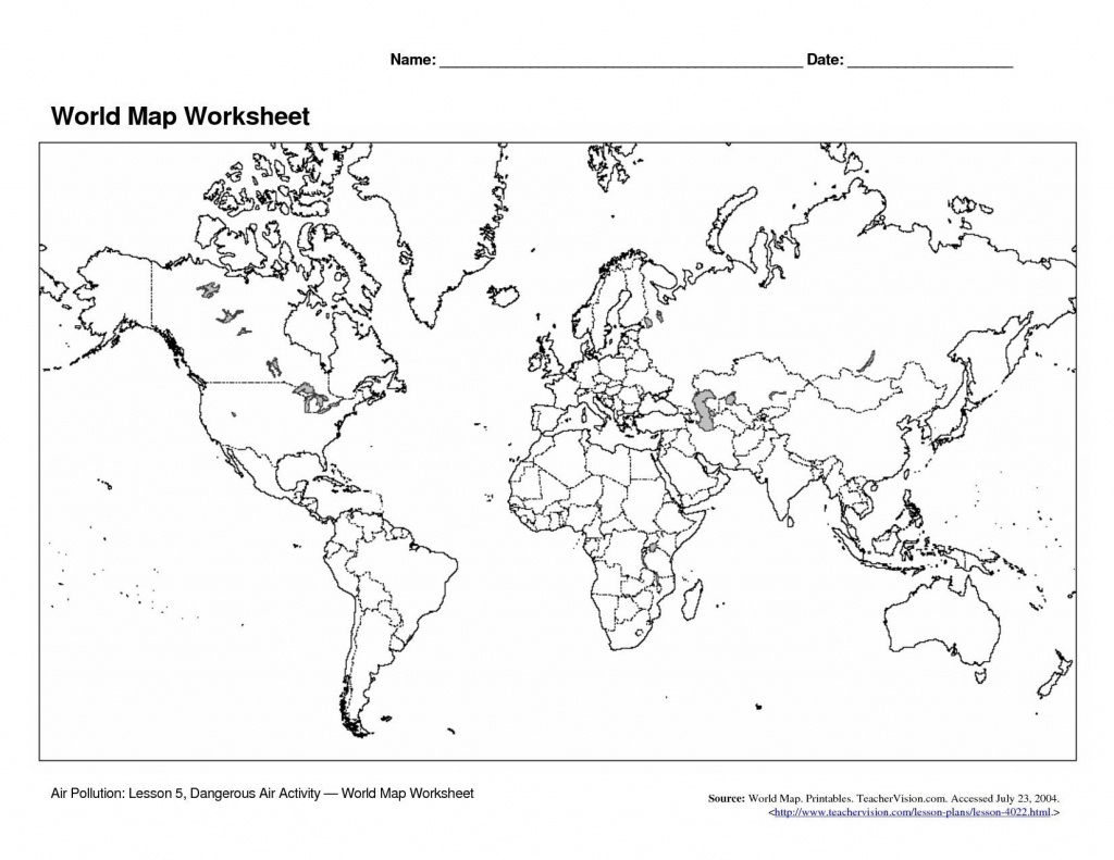 World Map Quiz Continents Copy Oceans And Continents Map Quiz - Blank World Map Printable Worksheet
