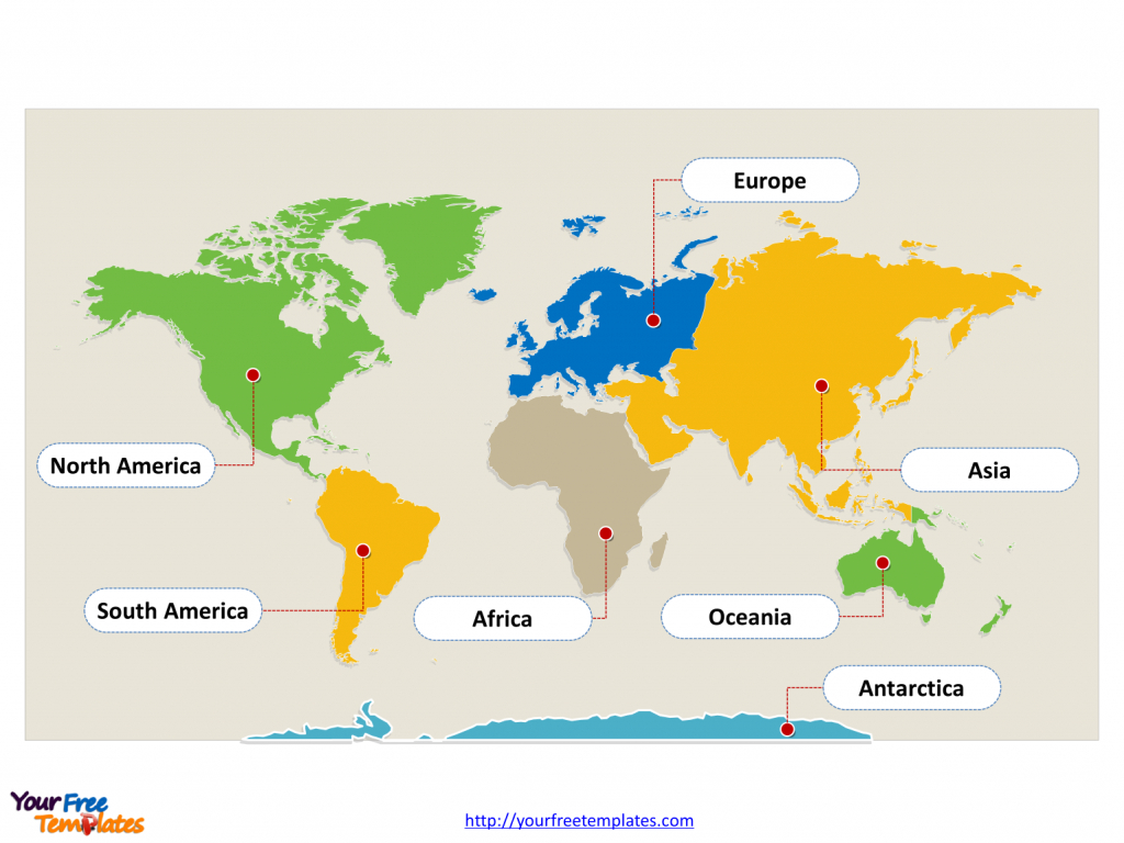 World Map With Continents - Free Powerpoint Templates - 7 Continents Map Printable