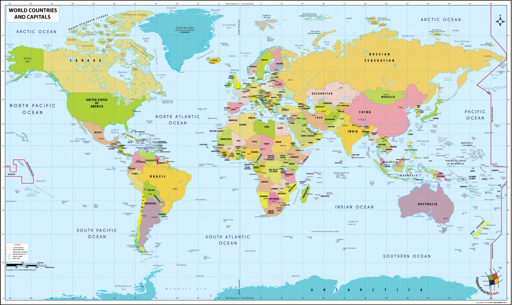 World Map With Countries And Capitals - World Map With Capital Cities Printable