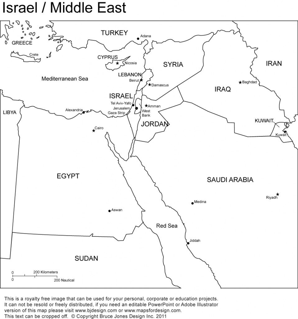 World Regional Printable, Blank Maps • Royalty Free, Jpg - Blank Map Israel Printable